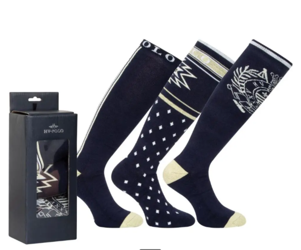 HV Polo Harper sokken navy melange 3-pack luxe verpakking
